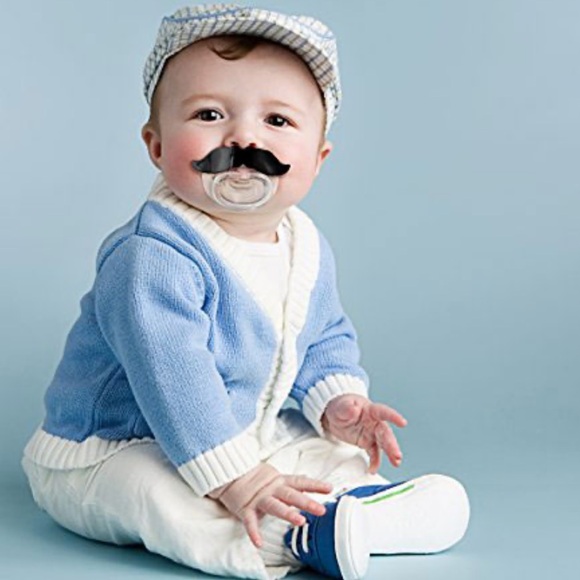 NWT 👶 FRED “CHILL, BABY” FUNNY MUSTACHE SILICONE PACIFIER SUCETTE Baby Boy 0-6+ - Picture 9 of 11